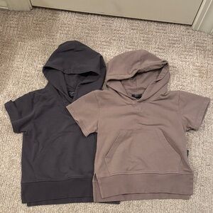 Little Bibsy hooded pull over size 3/4- set of 2  - Charcoal and Taupe